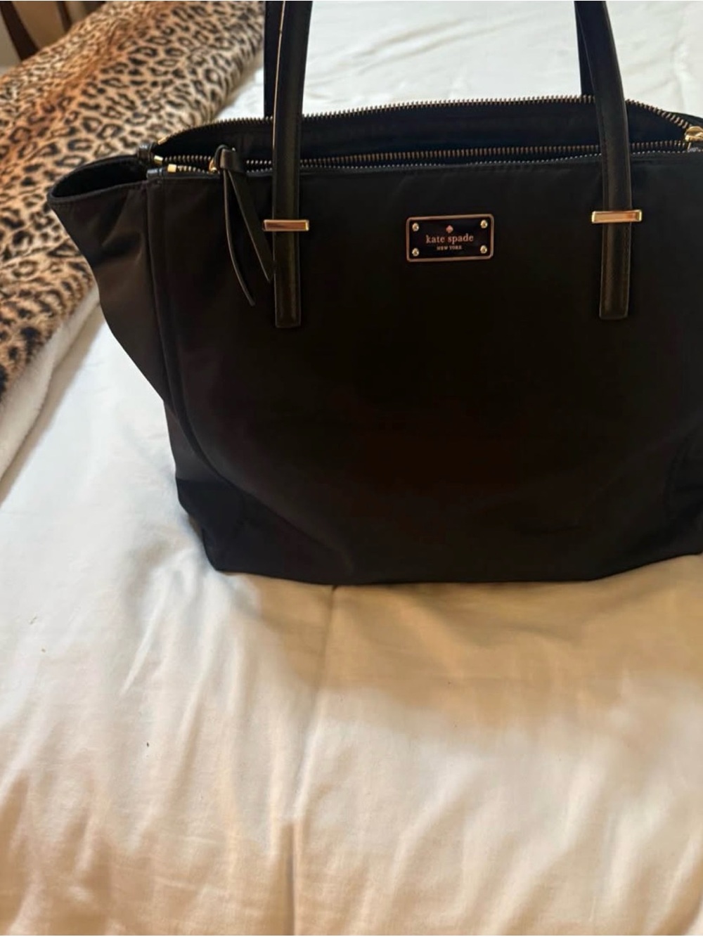 Kate Spade New York Black Nylon Tote Bag – Gold Hardware